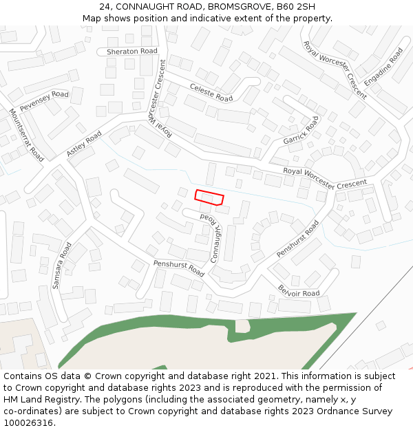 24, CONNAUGHT ROAD, BROMSGROVE, B60 2SH: Location map and indicative extent of plot