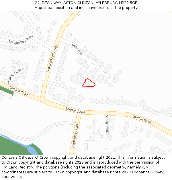 24, DEAN WAY, ASTON CLINTON, AYLESBURY, HP22 5GB: Location map and indicative extent of plot