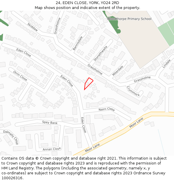 24, EDEN CLOSE, YORK, YO24 2RD: Location map and indicative extent of plot