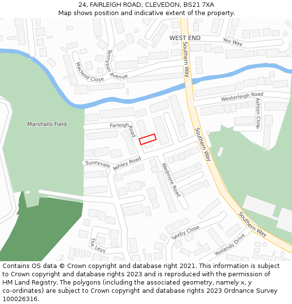 24, FAIRLEIGH ROAD, CLEVEDON, BS21 7XA: Location map and indicative extent of plot