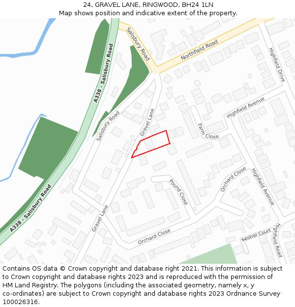 24, GRAVEL LANE, RINGWOOD, BH24 1LN: Location map and indicative extent of plot