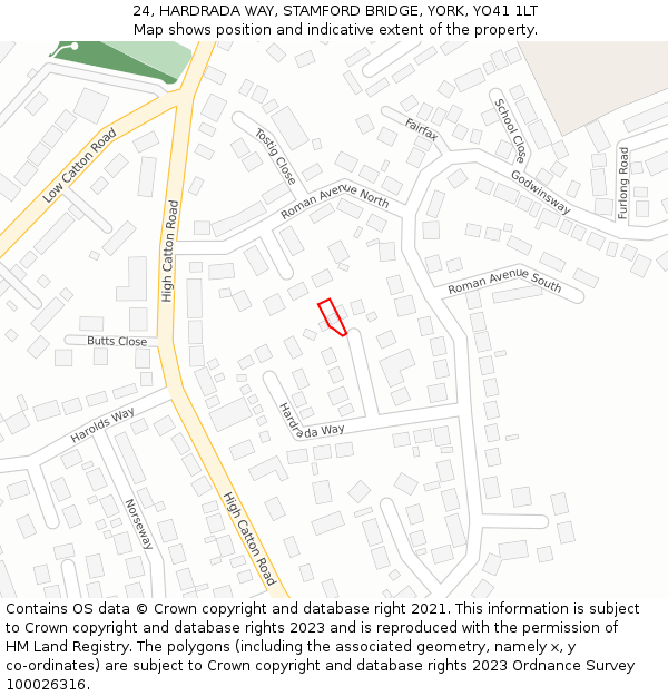 24, HARDRADA WAY, STAMFORD BRIDGE, YORK, YO41 1LT: Location map and indicative extent of plot