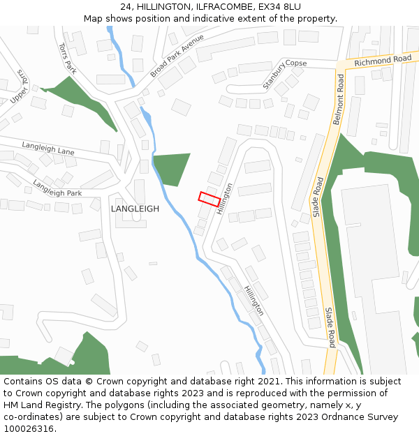 24, HILLINGTON, ILFRACOMBE, EX34 8LU: Location map and indicative extent of plot