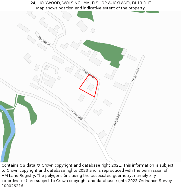 24, HOLYWOOD, WOLSINGHAM, BISHOP AUCKLAND, DL13 3HE: Location map and indicative extent of plot