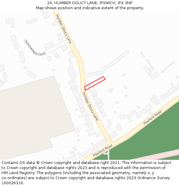 24, HUMBER DOUCY LANE, IPSWICH, IP4 3NP: Location map and indicative extent of plot