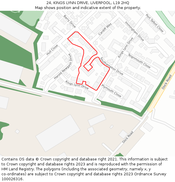 24, KINGS LYNN DRIVE, LIVERPOOL, L19 2HQ: Location map and indicative extent of plot