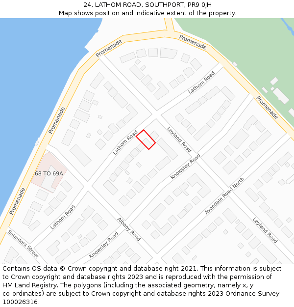 24, LATHOM ROAD, SOUTHPORT, PR9 0JH: Location map and indicative extent of plot