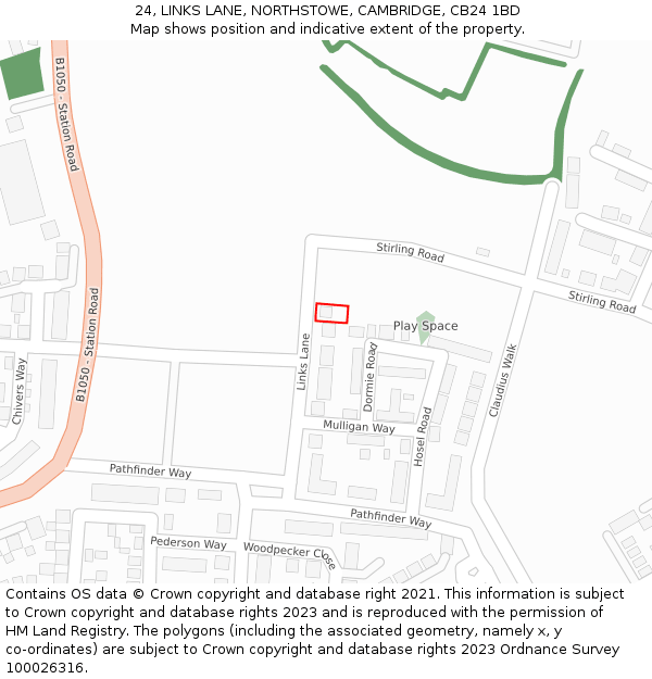 24, LINKS LANE, NORTHSTOWE, CAMBRIDGE, CB24 1BD: Location map and indicative extent of plot