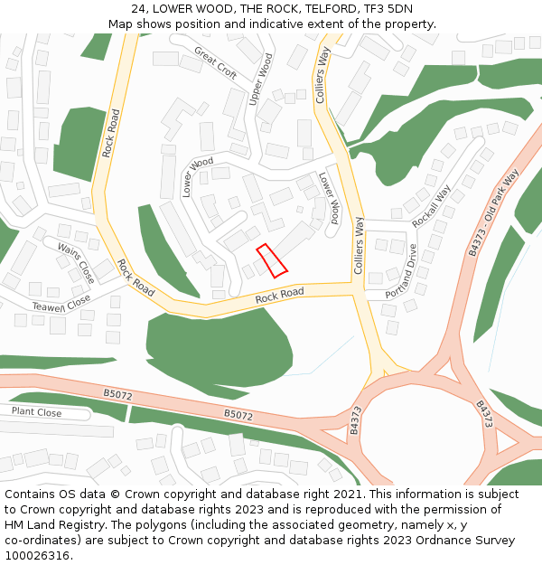 24, LOWER WOOD, THE ROCK, TELFORD, TF3 5DN: Location map and indicative extent of plot