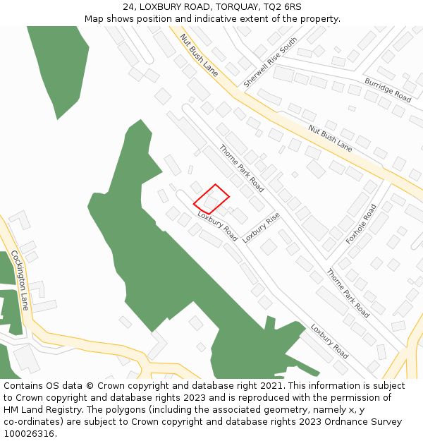 24, LOXBURY ROAD, TORQUAY, TQ2 6RS: Location map and indicative extent of plot