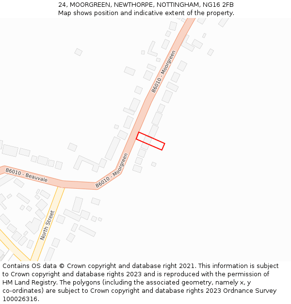 24, MOORGREEN, NEWTHORPE, NOTTINGHAM, NG16 2FB: Location map and indicative extent of plot