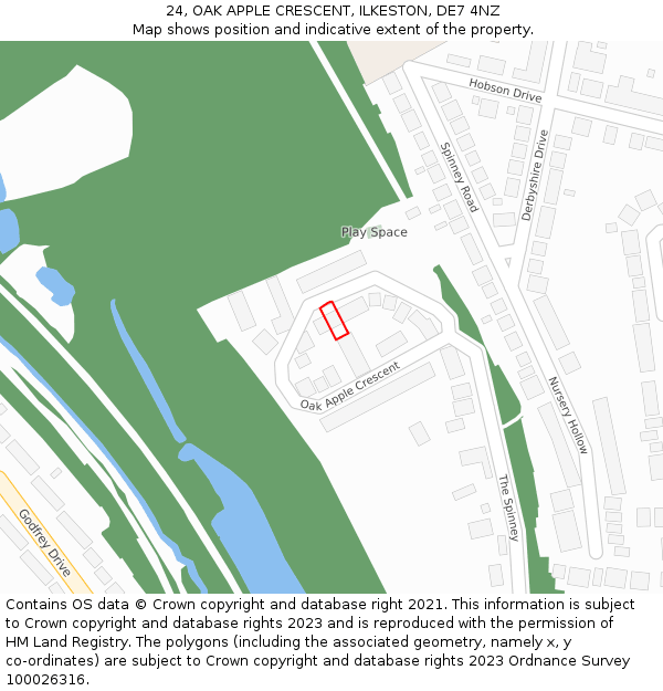 24, OAK APPLE CRESCENT, ILKESTON, DE7 4NZ: Location map and indicative extent of plot