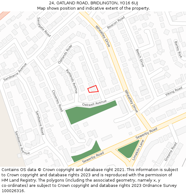 24, OATLAND ROAD, BRIDLINGTON, YO16 6UJ: Location map and indicative extent of plot