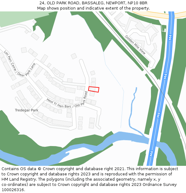 24, OLD PARK ROAD, BASSALEG, NEWPORT, NP10 8BR: Location map and indicative extent of plot