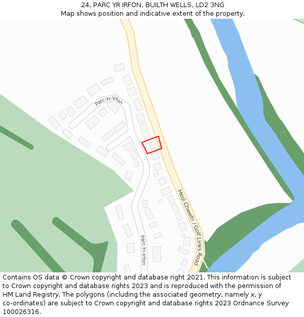 24, PARC YR IRFON, BUILTH WELLS, LD2 3NG: Location map and indicative extent of plot