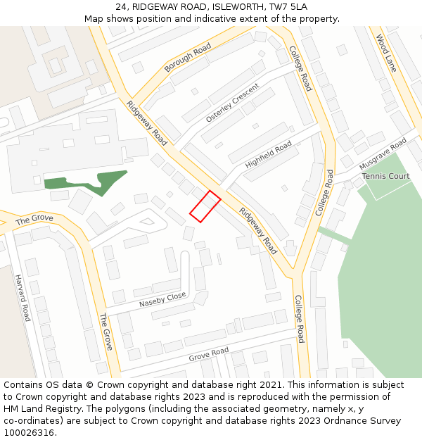 24, RIDGEWAY ROAD, ISLEWORTH, TW7 5LA: Location map and indicative extent of plot