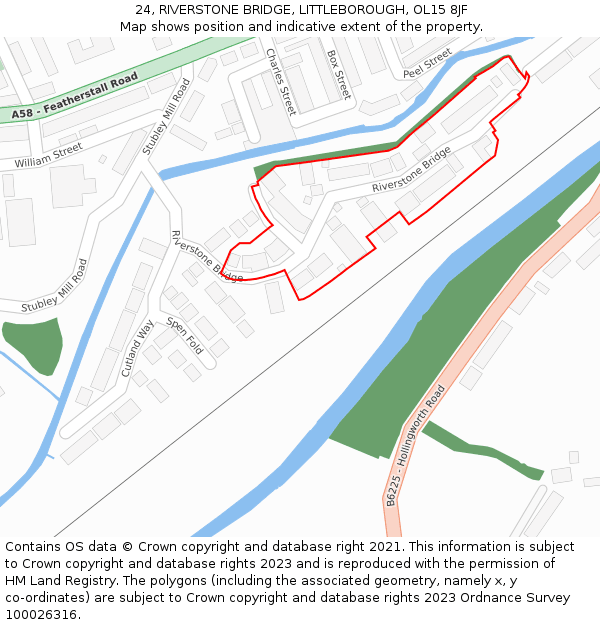 24, RIVERSTONE BRIDGE, LITTLEBOROUGH, OL15 8JF: Location map and indicative extent of plot