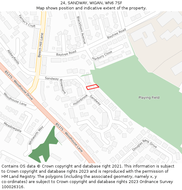 24, SANDWAY, WIGAN, WN6 7SF: Location map and indicative extent of plot