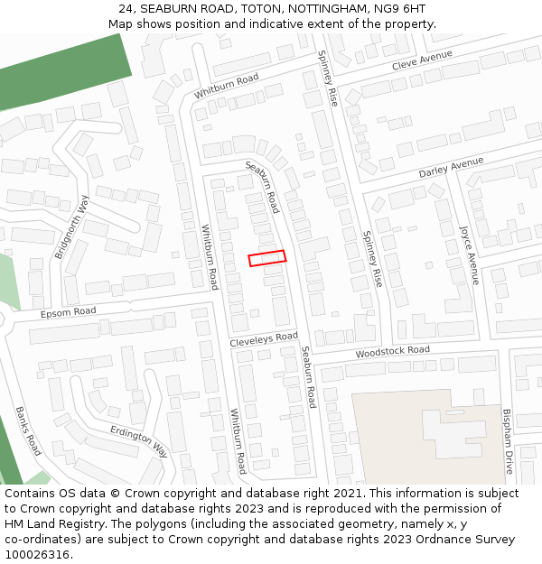 24, SEABURN ROAD, TOTON, NOTTINGHAM, NG9 6HT: Location map and indicative extent of plot