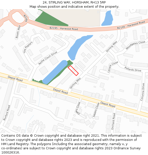 24, STIRLING WAY, HORSHAM, RH13 5RP: Location map and indicative extent of plot