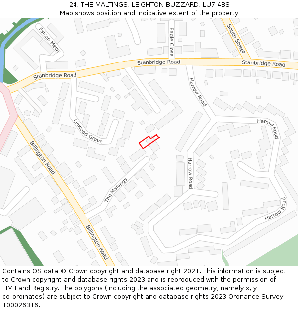 24, THE MALTINGS, LEIGHTON BUZZARD, LU7 4BS: Location map and indicative extent of plot