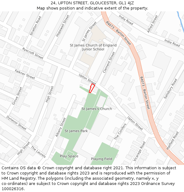 24, UPTON STREET, GLOUCESTER, GL1 4JZ: Location map and indicative extent of plot