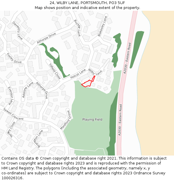 24, WILBY LANE, PORTSMOUTH, PO3 5UF: Location map and indicative extent of plot