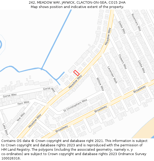 242, MEADOW WAY, JAYWICK, CLACTON-ON-SEA, CO15 2HA: Location map and indicative extent of plot