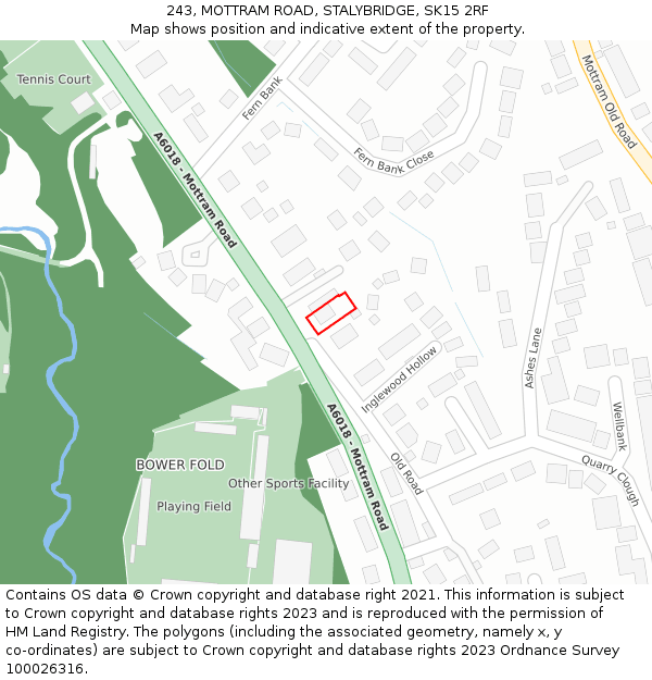 243, MOTTRAM ROAD, STALYBRIDGE, SK15 2RF: Location map and indicative extent of plot