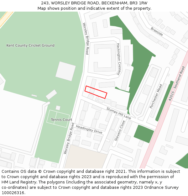 243, WORSLEY BRIDGE ROAD, BECKENHAM, BR3 1RW: Location map and indicative extent of plot