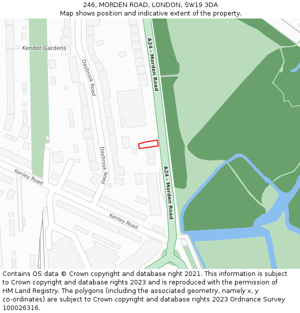 246, MORDEN ROAD, LONDON, SW19 3DA: Location map and indicative extent of plot