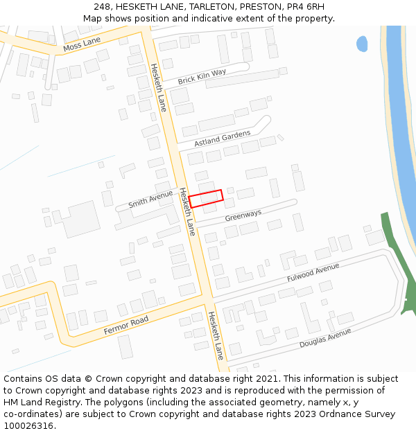 248, HESKETH LANE, TARLETON, PRESTON, PR4 6RH: Location map and indicative extent of plot