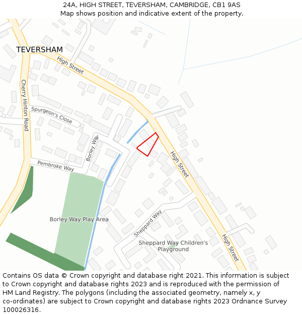 24A, HIGH STREET, TEVERSHAM, CAMBRIDGE, CB1 9AS: Location map and indicative extent of plot