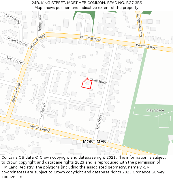 24B, KING STREET, MORTIMER COMMON, READING, RG7 3RS: Location map and indicative extent of plot