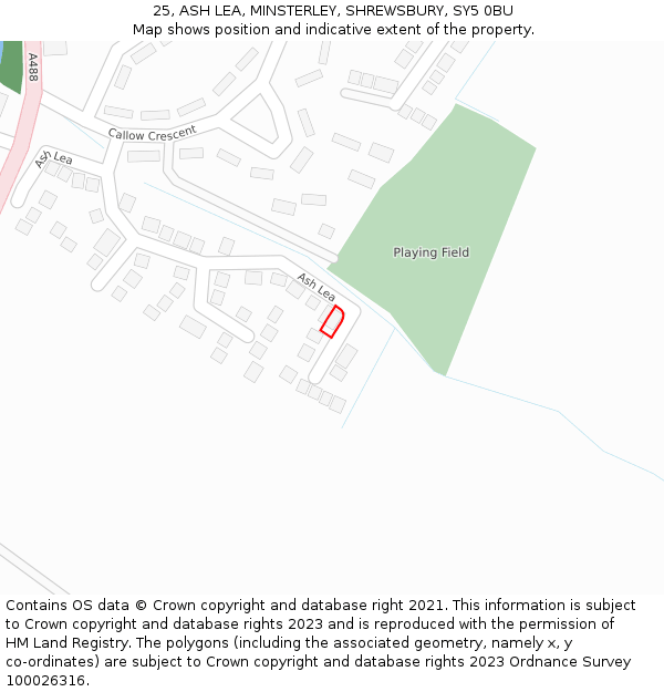 25, ASH LEA, MINSTERLEY, SHREWSBURY, SY5 0BU: Location map and indicative extent of plot