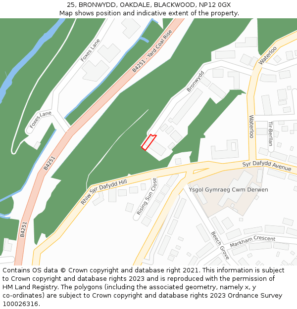 25, BRONWYDD, OAKDALE, BLACKWOOD, NP12 0GX: Location map and indicative extent of plot