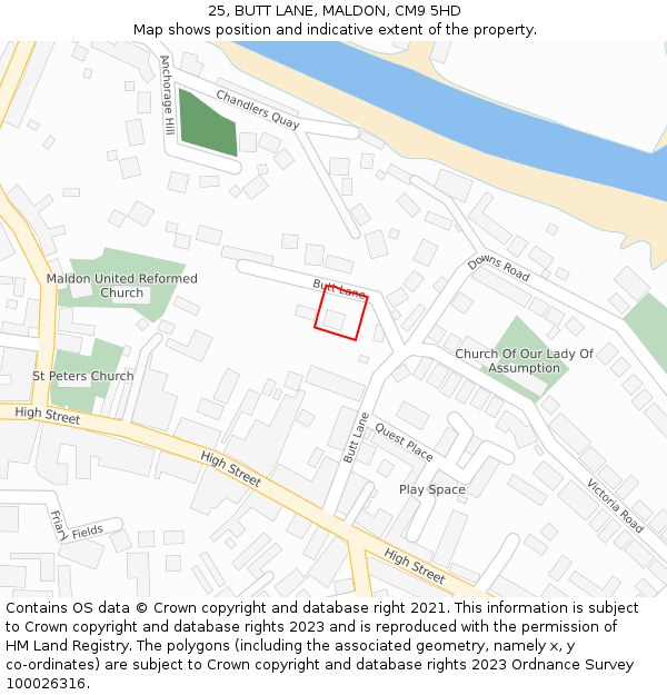 25, BUTT LANE, MALDON, CM9 5HD: Location map and indicative extent of plot