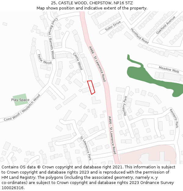 25, CASTLE WOOD, CHEPSTOW, NP16 5TZ: Location map and indicative extent of plot