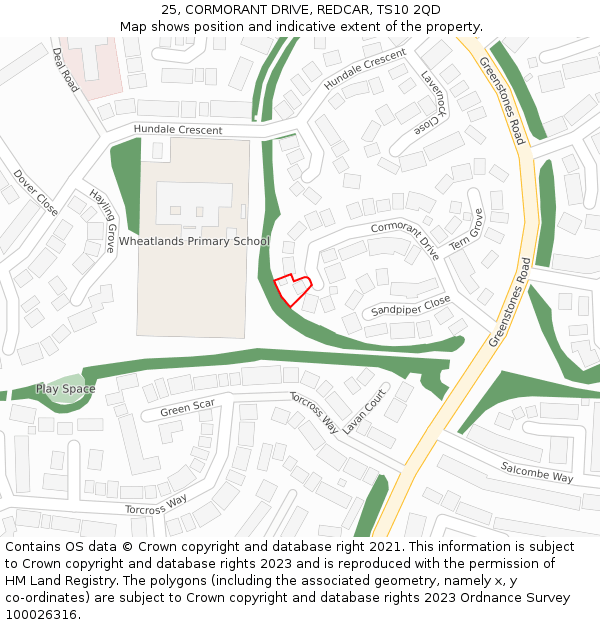 25, CORMORANT DRIVE, REDCAR, TS10 2QD: Location map and indicative extent of plot