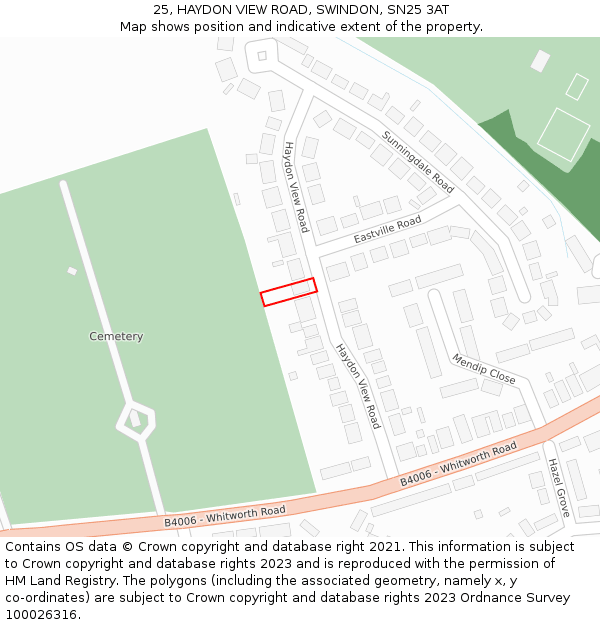 25, HAYDON VIEW ROAD, SWINDON, SN25 3AT: Location map and indicative extent of plot