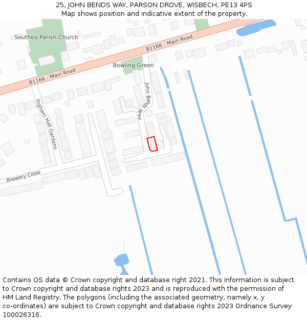 25, JOHN BENDS WAY, PARSON DROVE, WISBECH, PE13 4PS: Location map and indicative extent of plot