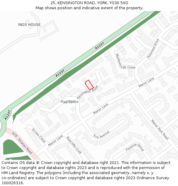 25, KENSINGTON ROAD, YORK, YO30 5XG: Location map and indicative extent of plot