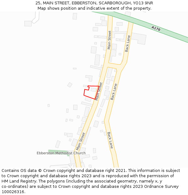 25, MAIN STREET, EBBERSTON, SCARBOROUGH, YO13 9NR: Location map and indicative extent of plot