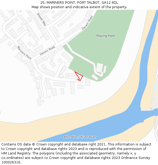 25, MARINERS POINT, PORT TALBOT, SA12 6DL: Location map and indicative extent of plot