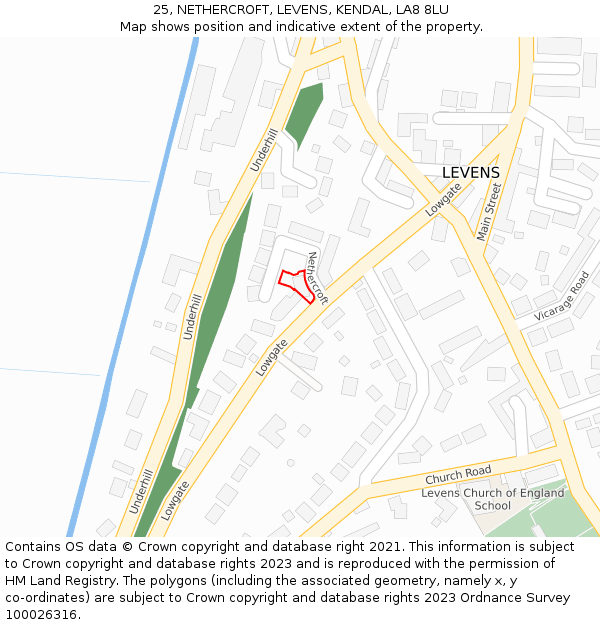 25, NETHERCROFT, LEVENS, KENDAL, LA8 8LU: Location map and indicative extent of plot