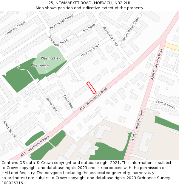 25, NEWMARKET ROAD, NORWICH, NR2 2HL: Location map and indicative extent of plot