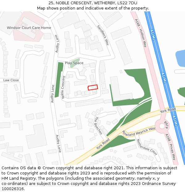 25, NOBLE CRESCENT, WETHERBY, LS22 7DU: Location map and indicative extent of plot