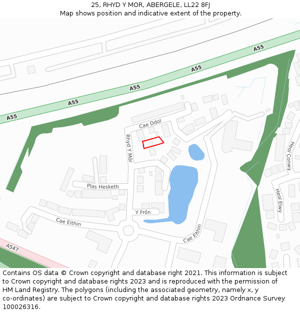 25, RHYD Y MOR, ABERGELE, LL22 8FJ: Location map and indicative extent of plot