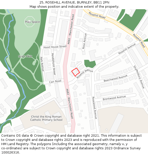 25, ROSEHILL AVENUE, BURNLEY, BB11 2PN: Location map and indicative extent of plot