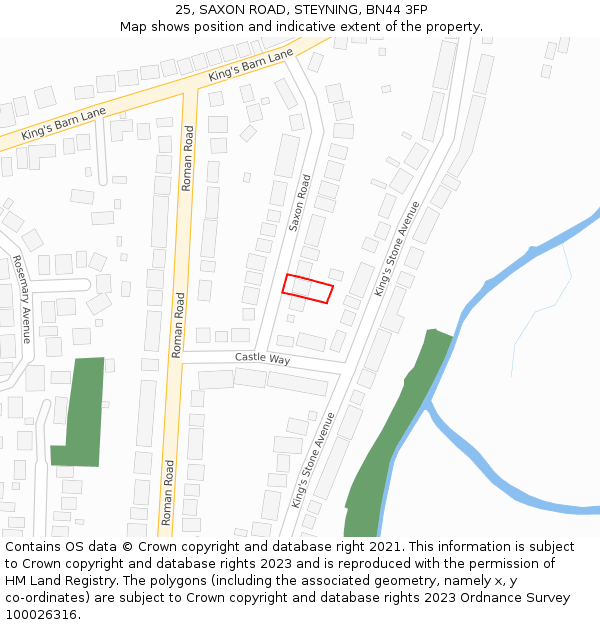 25, SAXON ROAD, STEYNING, BN44 3FP: Location map and indicative extent of plot